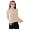 Women Knitting Tops High Collar Long Sleeve Solid Color Warm Fleece Lining Pullover Tops Slim Fit Thickened Knitwear Daily Wear