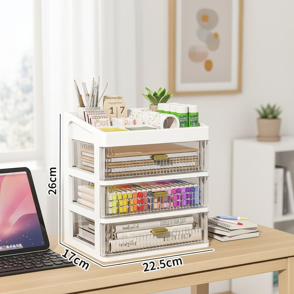 Desktop Jewelry Organizer Box Multi-Layer Storage for Office Stationery Pencils Student Supplies Bedroom Study Desk Organization