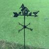Easy Install Wind Vane Rustic Iron Birdhouse Wind Vane with Ground Stake Outdoor Garden Weather Vane for Lawn Decoration