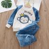 Baby Facecloth Loungewear Suit Infant Children's Pajamas Boys and Girls Thickened Coral Velvet Two-piece Set