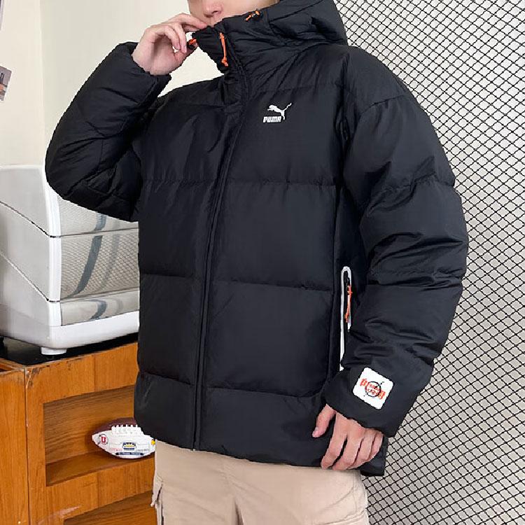 Puma Однотонная повседневная куртка с капюшоном и длинными рукавами, мужская куртка, черная 624529-01