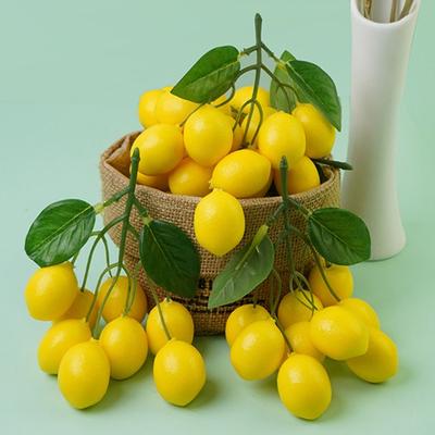 Искусственная гирлянда из лимонов, Яркий искусственный лимон, Пластиковый поддельный желтый лимон, Искусственный фрукт, Домашний декор стола для вечеринки, Реквизит для фотосъемки