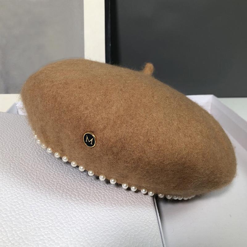 Британский шерстяной фетр Корейский бисер Ретро берет для женщин - Осень/Зима Социальный тренд художника