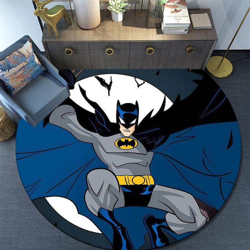 Batman Round Area Rug,Carpet Rug for Living Room Bedroom Sofa Playroom Decor,Non-slip Floor Mat