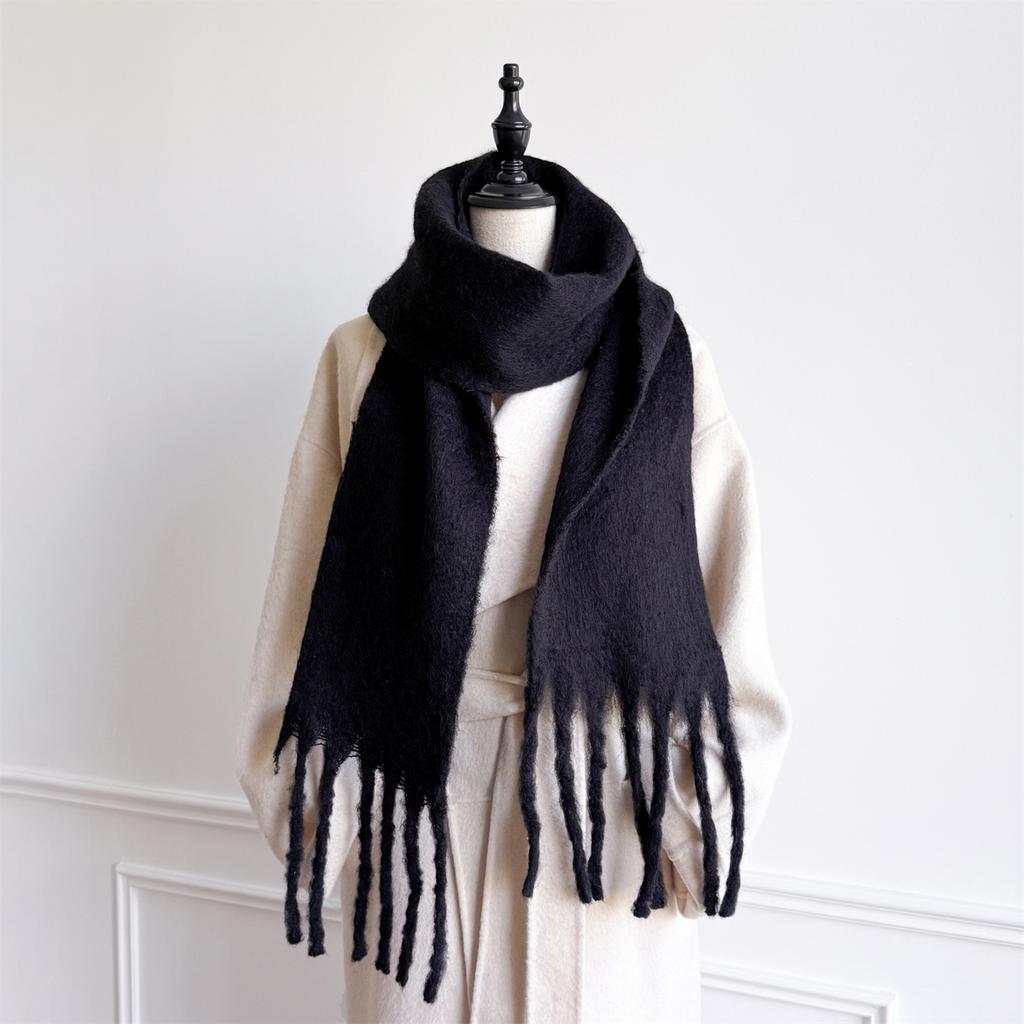 20*200cm Small Long Cashmere Scarf Women Thick Winter Warm Solid Color Shawl Wraps Tassel Hijab Stoles Foulard Femme Pashmina