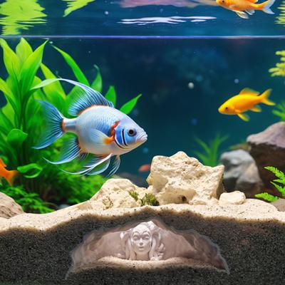 Напечатанная на 3D-принтере пещера-тоннель для аквариума, укрытие, натуральное украшение для аквариума с рыбами и креветками, с отверстиями для обзора под разными углами, аксессуар для аквариума с живыми растениями