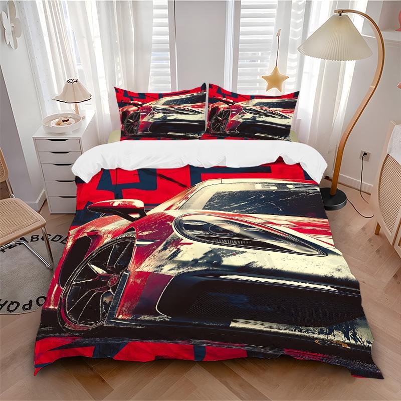 3pcs Racing Car Bedding Set. Soft and Comfortable with No Core Included (1x Duvet Cover + 2x Pillow Covers) yy251031097