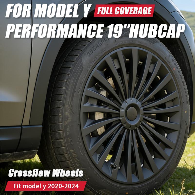 4PCS Hub Cap Performance Replacement Wheel Cap Automobile Full Rim Cover Accessories for Tesla Model Y 2018-2023 Hubcap 19 Inch