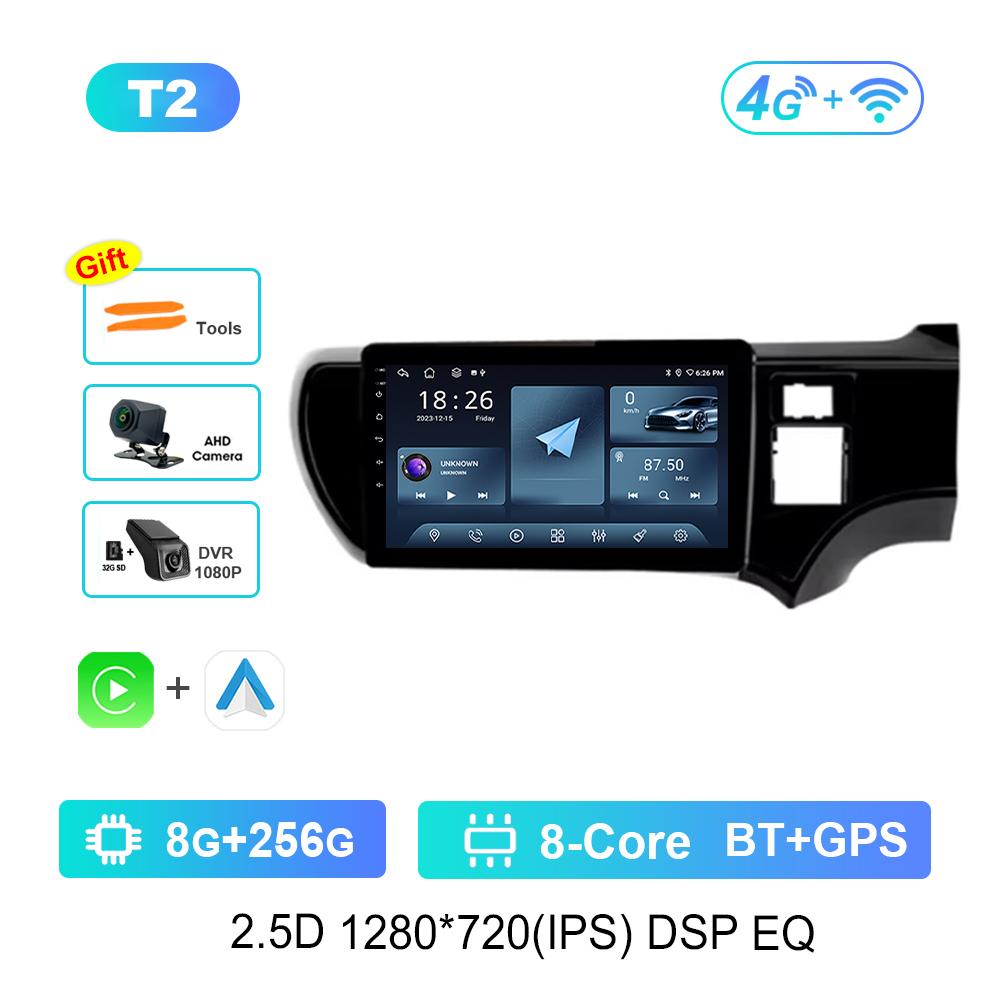 9-дюймовый DSP Стерео Android OS для Toyota Aqua 2011 - 2017 Navi GPS 4G Автомагнитола Мультимедийный плеер BT IPS Экран WiFi Вентилятор охлаждения