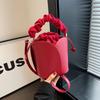 Drawstring Design Water Bucket Bag Women Solid Vegetable Basket Handheld Crossbody Bag Autumn Winter New High End Wedding Bag