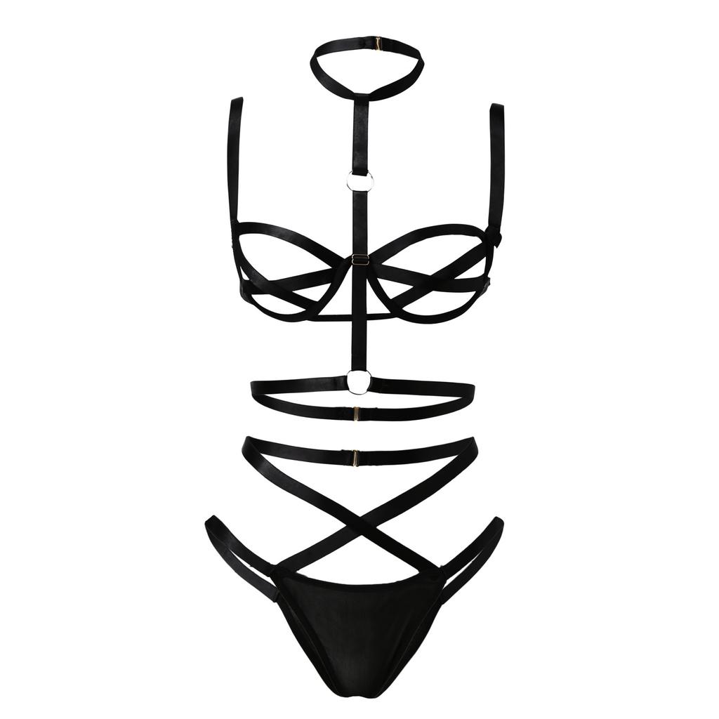 Two Pieces Women'S Sexy Split Strap Set Erotic Underwear Hollow Out Sexy Fun Underwears Set Woman Erotic Lingeries Intimates