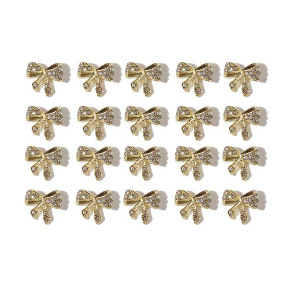 20Pcs Nail Decoration Shiny Visual Effect Show Unique Charm Alloy Excellent Bow-knot Ornament Manicure Nails Accessories for Salon