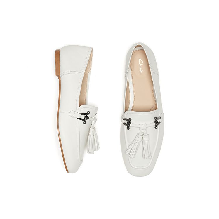 Clarks Простые удобные балетки женские Белые 261644224