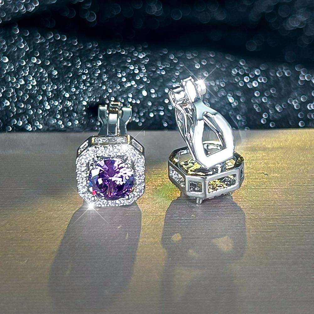 Простые квадратные серьги-клипсы с фианитом для женщин и девочек, милые серьги без пирсинга, ювелирные изделия для свадебной вечеринки