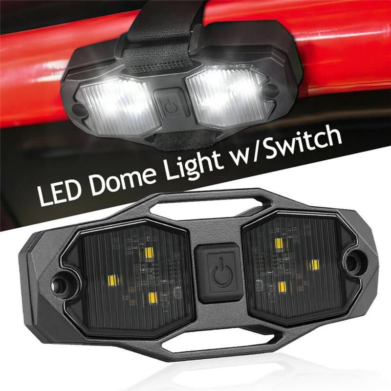 White For UTV 4WD For Can-Am For Polaris For RZR Compatible LED Roll Cage Utility Light Switch Dome Light Roll Bar Mount