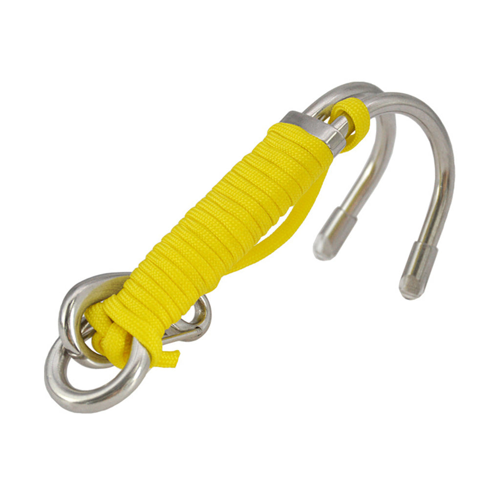 1Pc Double Head Stainless Steel Dive Reef Hook with Spiral Coil Spring Cord Safety Diving Accessory 8 Colors