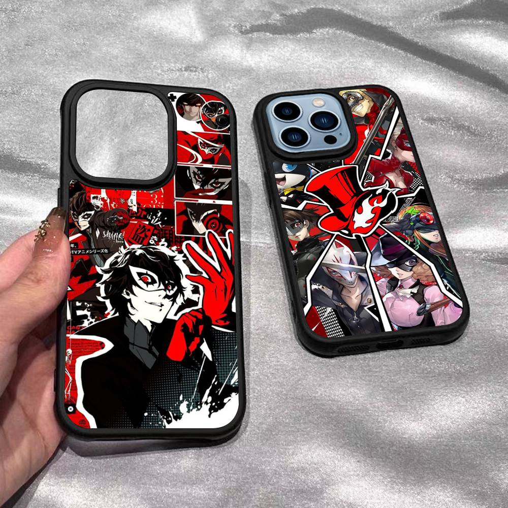 Игровой чехол P-Persona 5 Cool Black из силикона и твердого пластика для iPhone 17 Air 16 15 14 13 12 11 Pro Max PC TPU