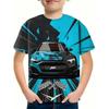 Модная футболка с рисунком гоночного автомобиля и 3D-принтом для мальчиков, повседневная легкая футболка с коротким рукавом и круглым вырезом, детская одежда на лето