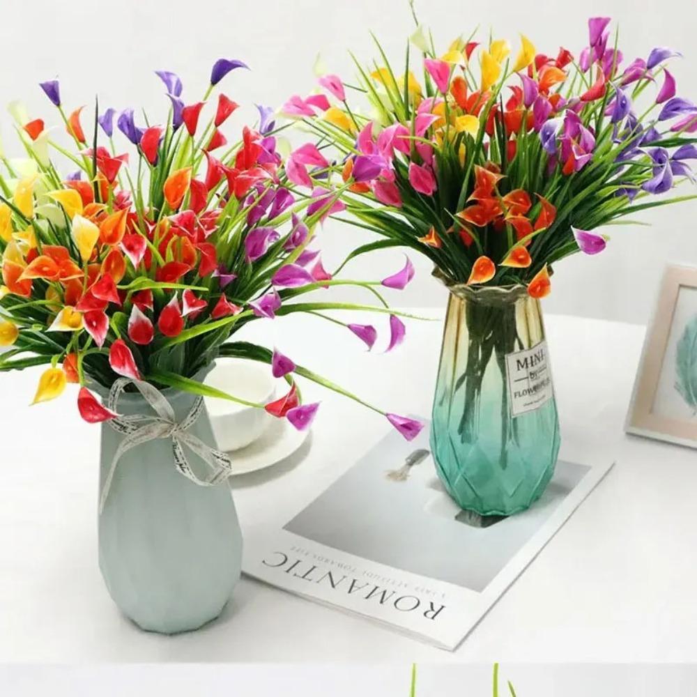 1/2/5Pcss Plastic Calla Lily Artificial Flowers UV Protection Fake Plant Fake Flowers Indoor Decor