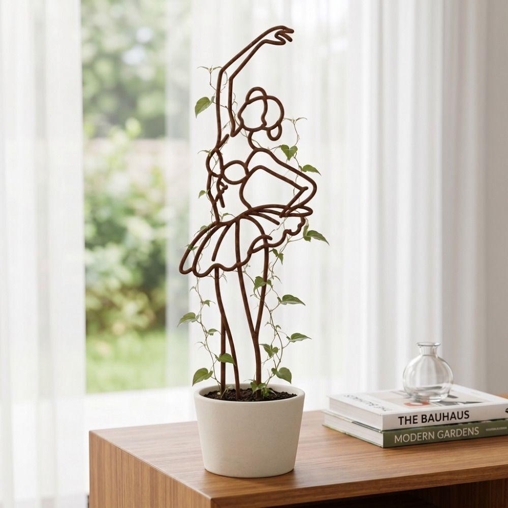 Hollow Out Character Silhouette Plant Stand Strong Load Bearing Plant Trellis Balcony Garden