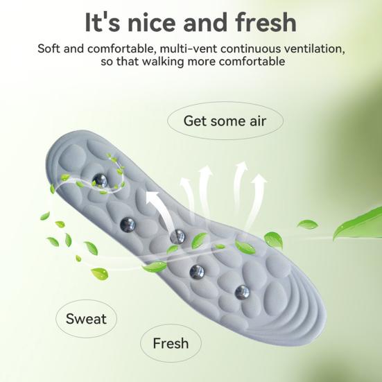 1 пара магнитных акупрессурных массажных стелек, дизайн массажа ног, амортизирующий антиусталостный гель, массажные точки, стельки для улучшения циркуляции крови