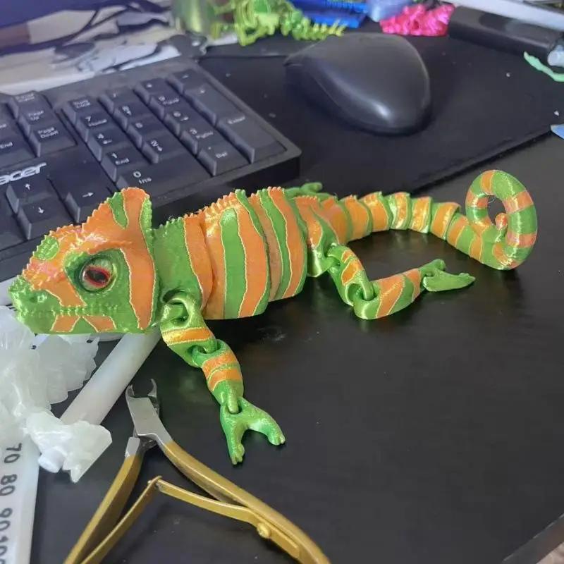 22 см Модные 3D-печатные фигурки Хамелеона-Дракона Многосуставные Подвижные Симуляция Для Домашних Аксессуаров Детский Подарок Украшение Комнаты