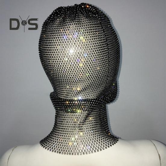 Головной убор с отделкой стразами, ажурный сетчатый дизайн, защита от солнца, открывающая глаза, для выступлений и фестивалей, повязка на голову