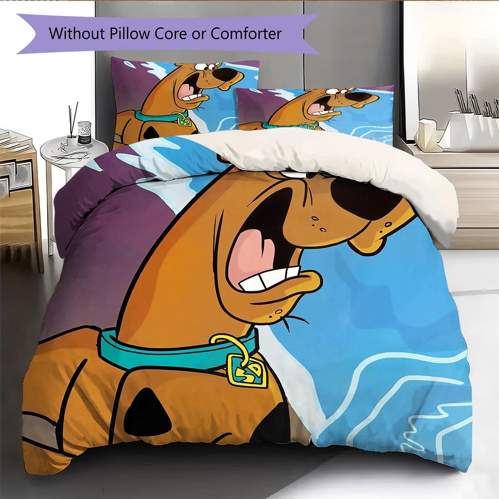 Постельное белье с рисунком Скуби-Ду Комплект одеял Декор для дома Подарок (1 пододеяльник + 2 наволочки без наполнителя)