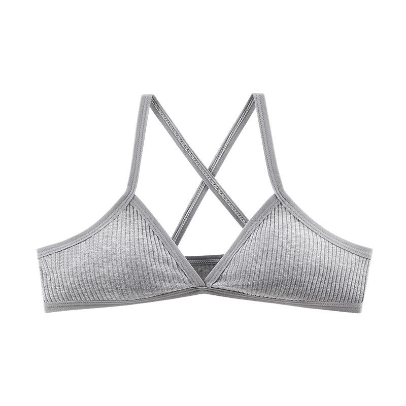 Women Sports Bra Comfort Cotton Bras For Women Thin French Style Bralette Sexy Deep V Triangle Cup Back Cross Tank Top Bra