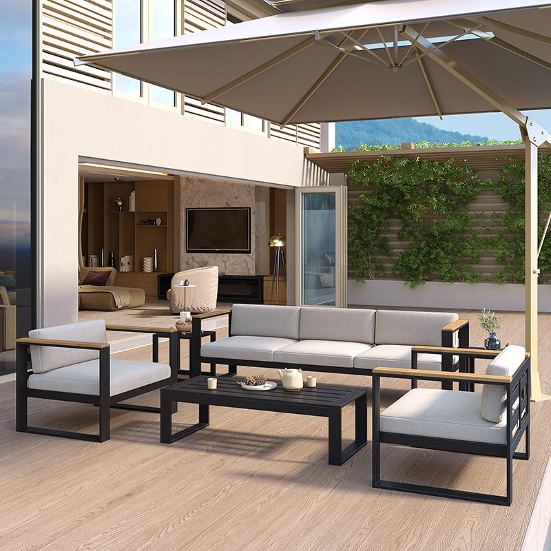 Aluminum Alloy Outdoor Patio Sofa - Sunproof & Waterproof Lounge Furniture for Garden, Terrace, or Office.