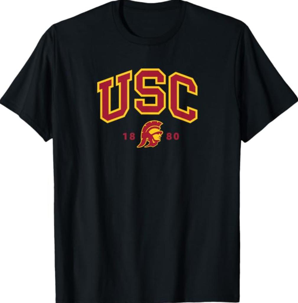 USC Curved Block Logo with Cardinal Gold Trojan 1880 T-Shirt