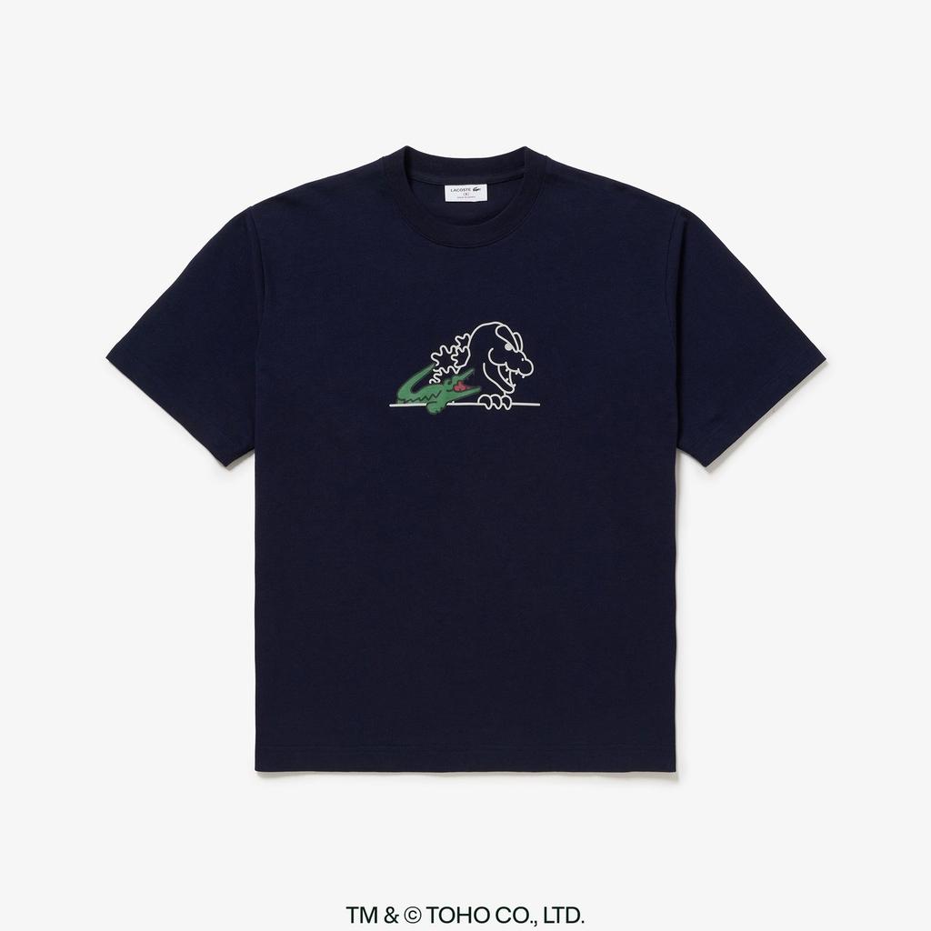LACOSTE x GODZILLA 2.0 Футболка Размер 6 XL Темно-синий Ограниченный выпуск в Японии Голова