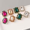 Square Geometric Stud Earrings for Women Alloy Rhinestone Europea New Retro Court Style Luxury Crystal Banquet Party Accessories