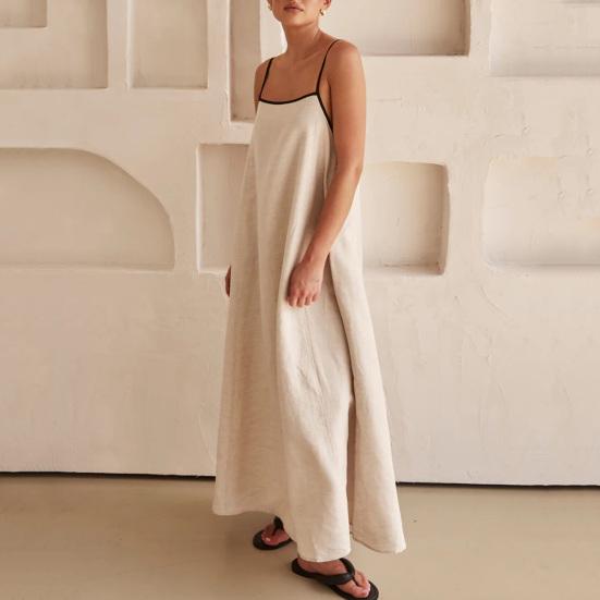 Женское платье-халат без рукавов, однотонное, с открытой спиной, с глубоким вырезом, на тонких бретельках, на шнуровке, свободное, цветное, трапециевидное.