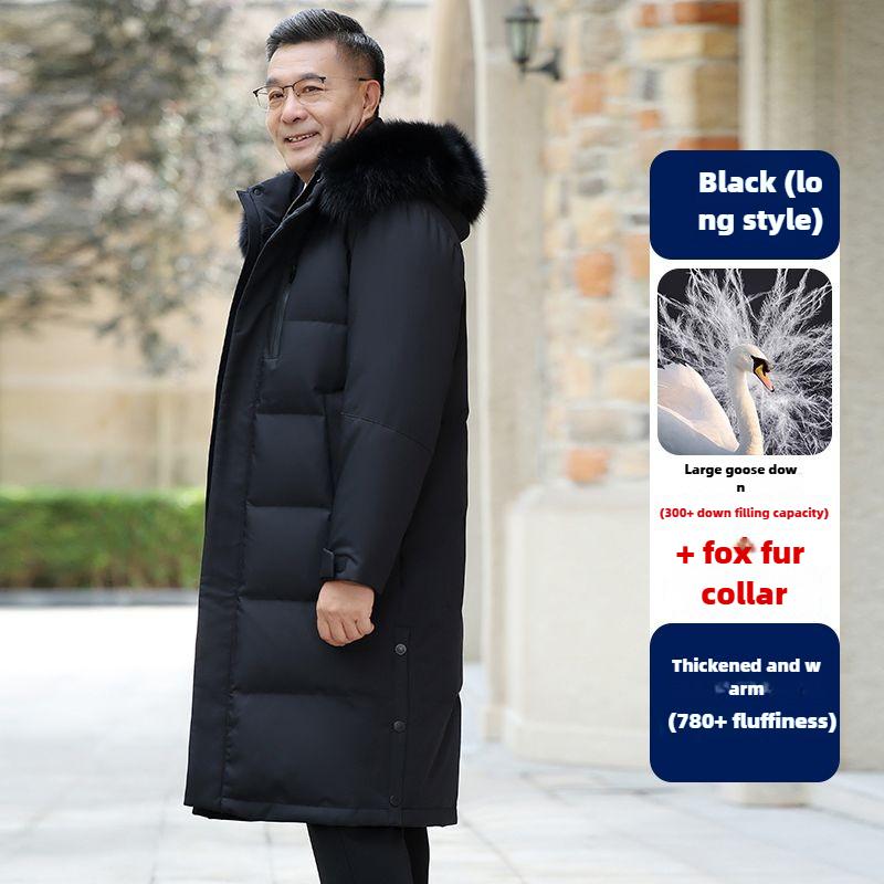 Winter Goose Down Jacket for Middle-aged and Elderly Men Long Warm Thick Winter Coat Large Size
