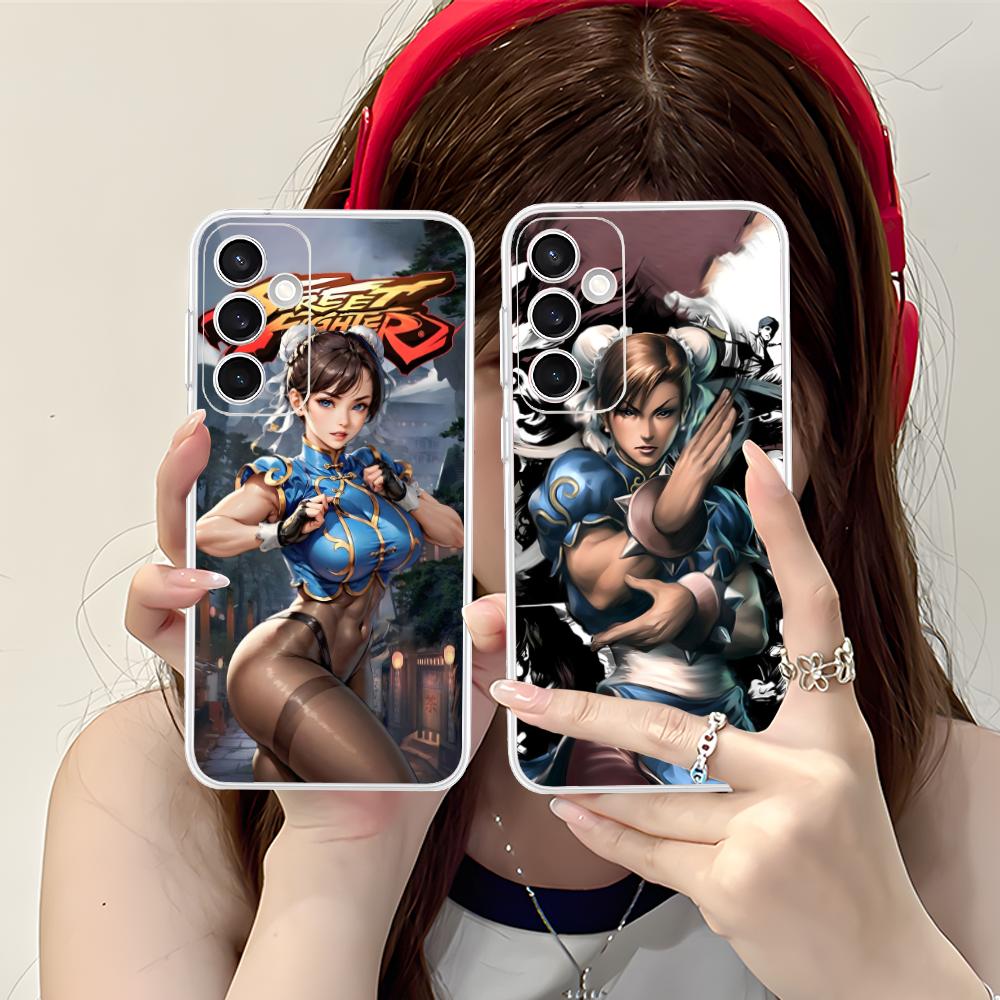 Чехол для телефона Street Fighter Chunli для Samsung Galaxy S25 S24 S23 S22 S21Plus FE Ультра Прозрачный Цветной Чехол Чехол Смартфон