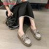 Aphixta 2025 New Luxury Crystals Bowknot Sequined Flat With Platform Shoes Loafers Couple Woman Shoes Plus Size 44