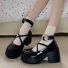 Metal Ankle Buckle High Heels Women Y2K Lolita Shoes Chunky Platform Mary Jane Shoes Woman Thick Heel Gothic JK Uniform Shoes
