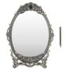 Retro Desktop Makeup Mirror Floral Embossed Beaded Edges Clear Image Functional Vintage Mirror