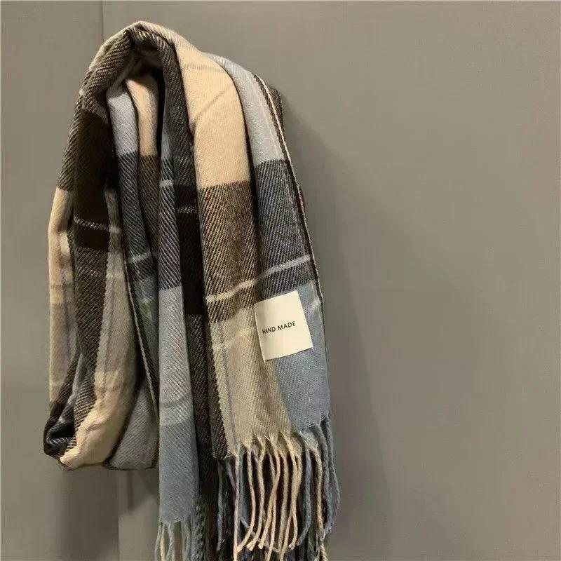 Autumn Winter Warm Women Plaid Scarf Winter Warm Cashmere Women Girls Long Scarf Korean Simple Fashion Tassel Shawl Scarf New