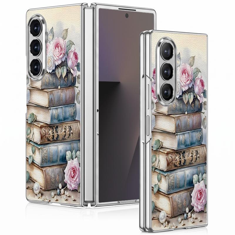Ретро Чехол с акварельным цветочным принтом для Samsung Z Fold 8 Ultra 7 6 5 Роскошная Позолоченная Кожаная Накладка Жесткая Защитная Крышка Телефона для Galaxy Z Fold8 Fold7 Fold6