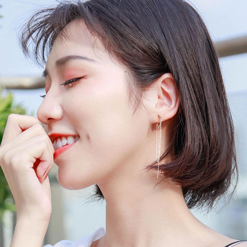 Hook Fringed Earrings for Women Long Style Fresh and Versatile Earrings