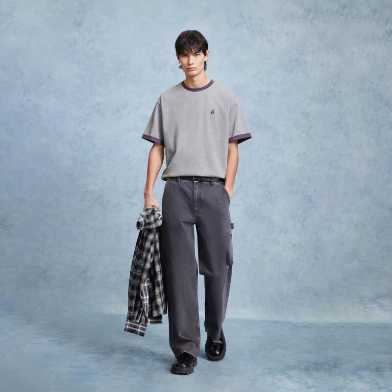 Jack&Jones Мужская футболка с коротким рукавом, свободного кроя, имитация двух предметов