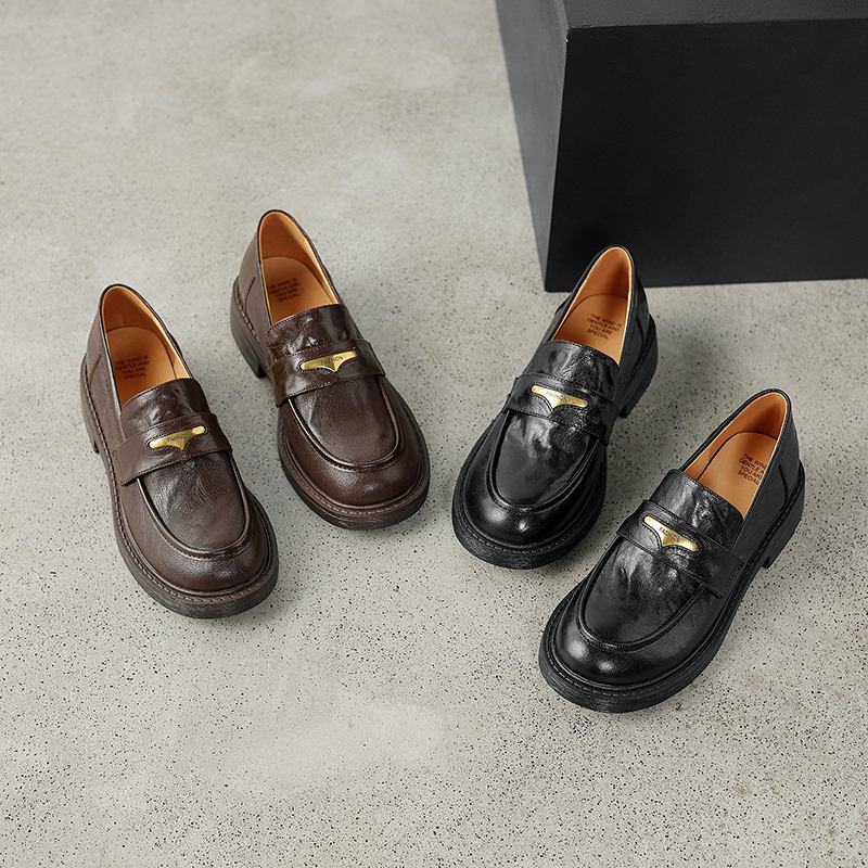 Krazing Pot Овчина круглый носок низкий каблук осень лето обувь без застежек женские оксфорды туфли металлические застежки лодочки