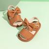 2025 Summer Bow PU Baby Girl Sandals - Korean Style Cute Solid Color Walker Shoes