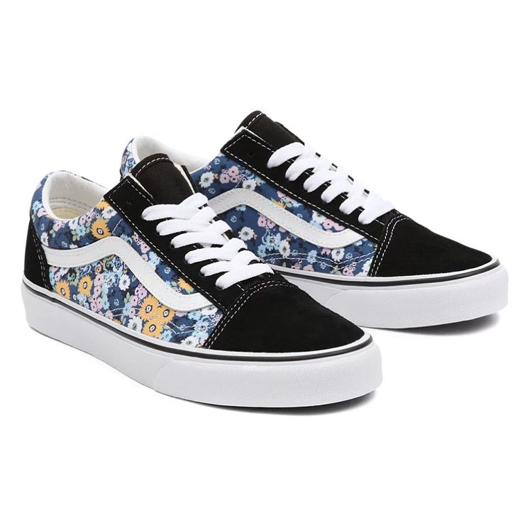 Vans Кеды Old Skool Floral с низким верхом для скейтбординга Женские кроссовки Черный Синий VN0A5KRFFF1