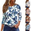 Women's Fashion Casual Round Neck 3/4 Sleeve Loose Printed T-Shirt Ladies Top