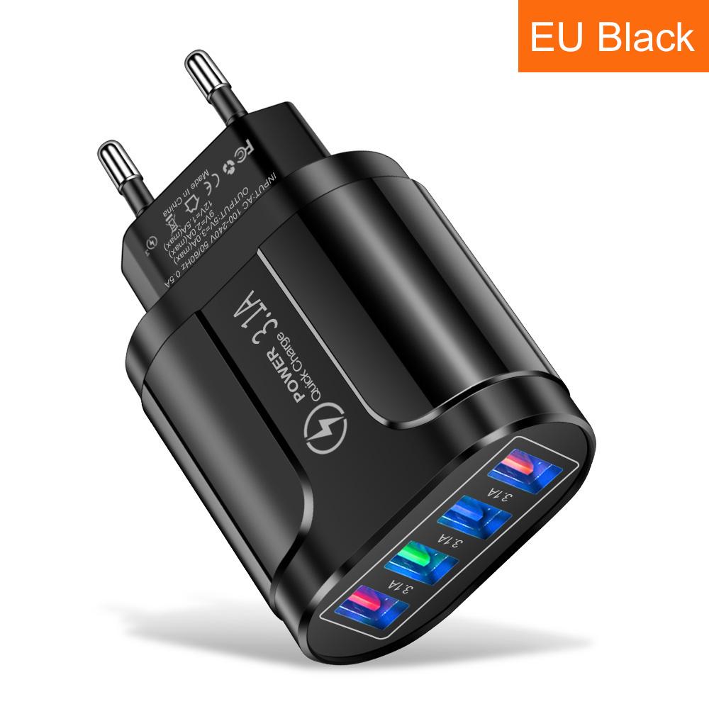 3.1A 4 порта USB дорожное зарядное устройство быстрая зарядка QC 3.0 настенная зарядка для iPhone 14 13 Samsung Xiaomi мобильный штекер зарядный адаптер