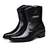 FashionAlligator Pattern Leather Ankle Boots for Men British Style Big Size Fashion Dress Shoes Male Black Designer Chelsea Boots Man