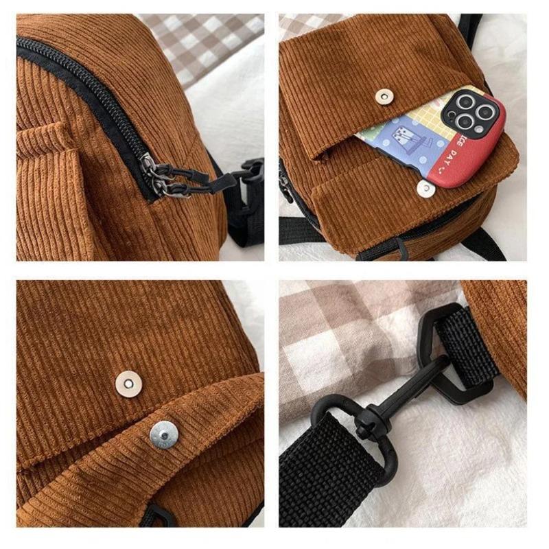 Super Popular Cute Mini Backpack, Corduroy Student Commuting Bag, Multi-Functional Portable Makeup Bag